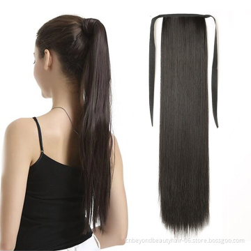 Straight Synthetic ponytail Hair  Ribbon ponytail  wholesale Private Label for Women Natural Hair Ponytail Extension